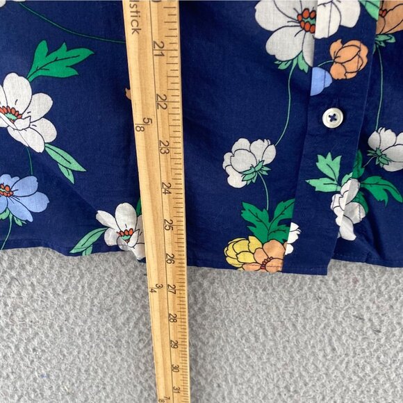 Talbots Shirt Women Extra Large Petite Blue Floral Button Collar Long Sleeve NWT - Picture 8 of 9